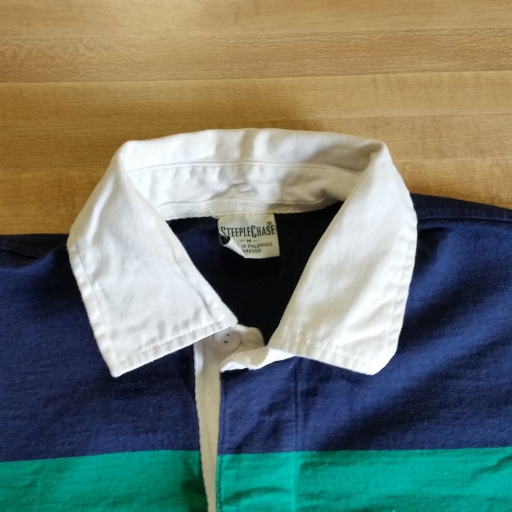 Steeplechase LS Green & Blue Rugby Sweatshirt - Medium